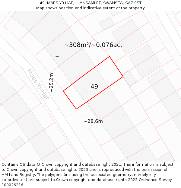 49, MAES YR HAF, LLANSAMLET, SWANSEA, SA7 9ST: Plot and title map