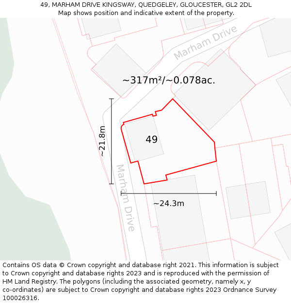 49, MARHAM DRIVE KINGSWAY, QUEDGELEY, GLOUCESTER, GL2 2DL: Plot and title map