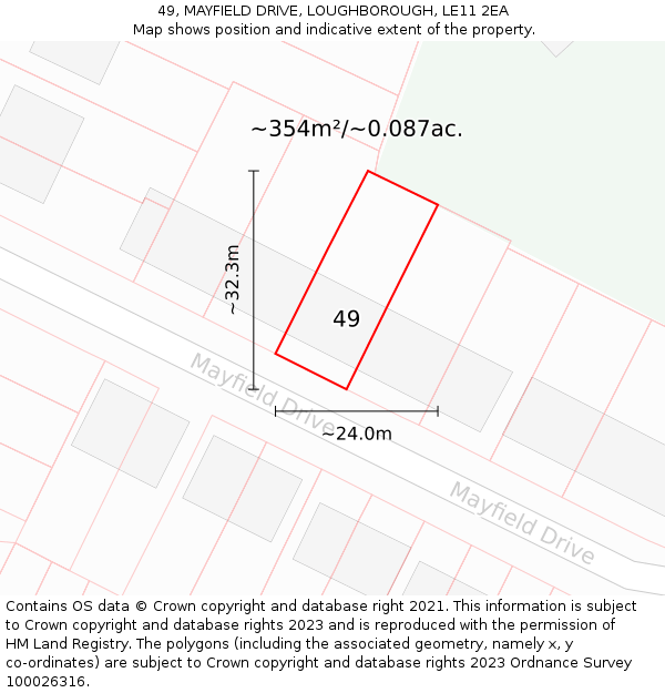 49, MAYFIELD DRIVE, LOUGHBOROUGH, LE11 2EA: Plot and title map