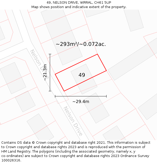49, NELSON DRIVE, WIRRAL, CH61 5UP: Plot and title map