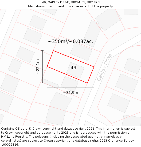 49, OAKLEY DRIVE, BROMLEY, BR2 8PS: Plot and title map