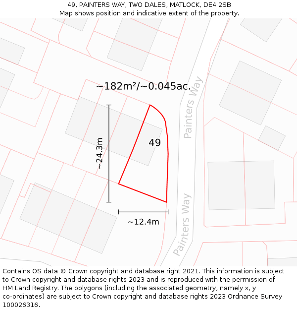 49, PAINTERS WAY, TWO DALES, MATLOCK, DE4 2SB: Plot and title map