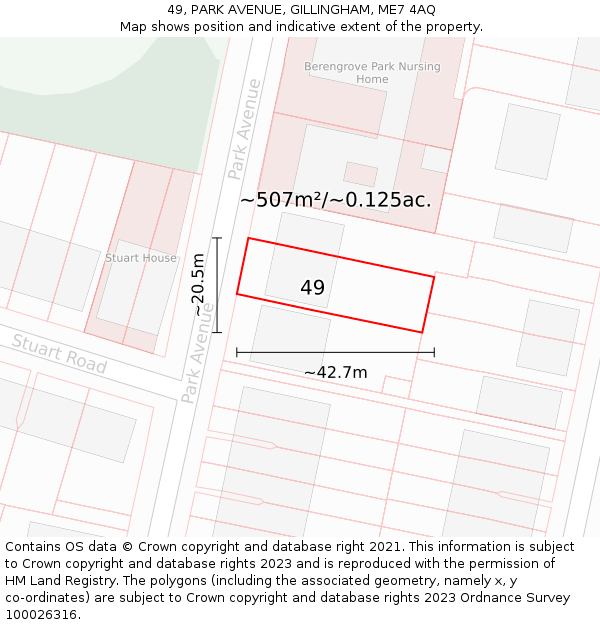 49, PARK AVENUE, GILLINGHAM, ME7 4AQ: Plot and title map