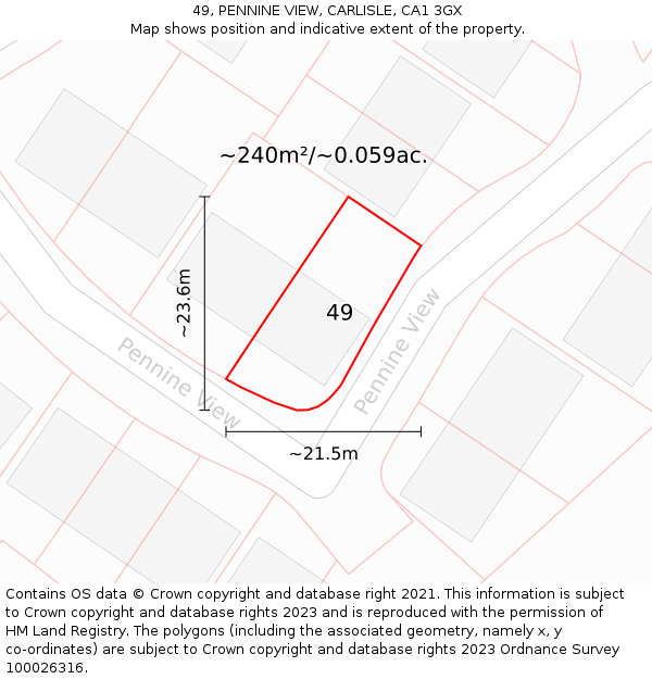 49, PENNINE VIEW, CARLISLE, CA1 3GX: Plot and title map