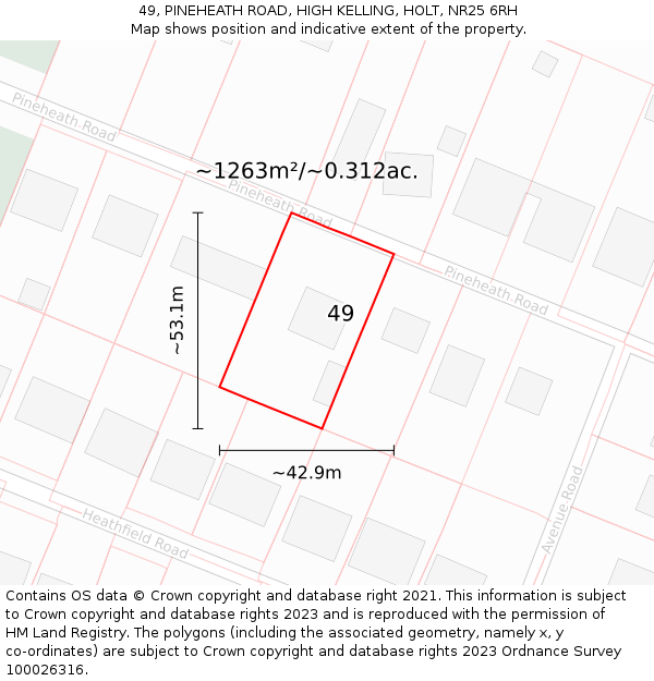 49, PINEHEATH ROAD, HIGH KELLING, HOLT, NR25 6RH: Plot and title map
