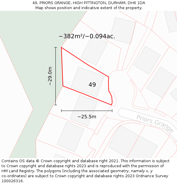 49, PRIORS GRANGE, HIGH PITTINGTON, DURHAM, DH6 1DA: Plot and title map