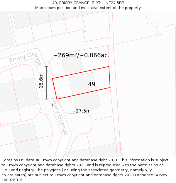 49, PRIORY GRANGE, BLYTH, NE24 5BB: Plot and title map
