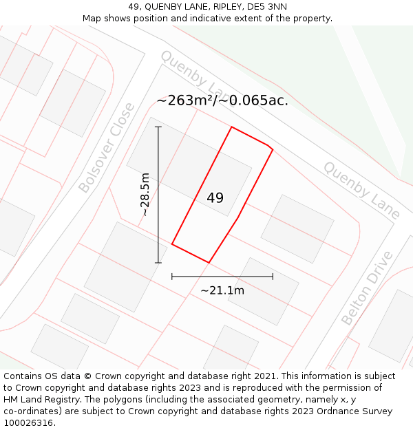 49, QUENBY LANE, RIPLEY, DE5 3NN: Plot and title map