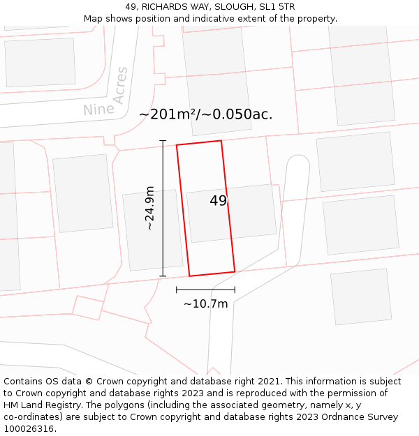 49, RICHARDS WAY, SLOUGH, SL1 5TR: Plot and title map