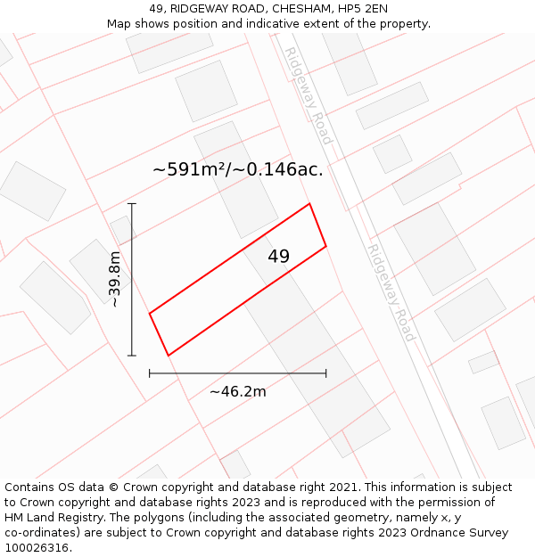 49, RIDGEWAY ROAD, CHESHAM, HP5 2EN: Plot and title map