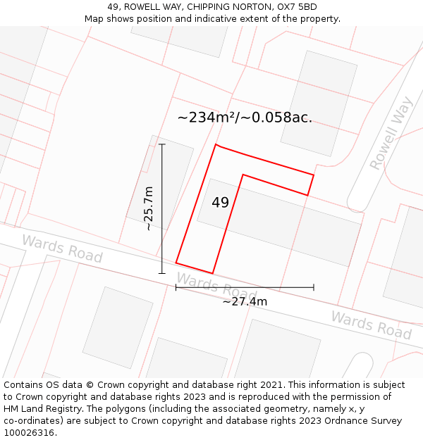 49, ROWELL WAY, CHIPPING NORTON, OX7 5BD: Plot and title map