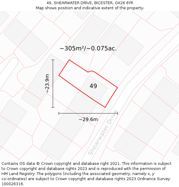 49, SHEARWATER DRIVE, BICESTER, OX26 6YR: Plot and title map