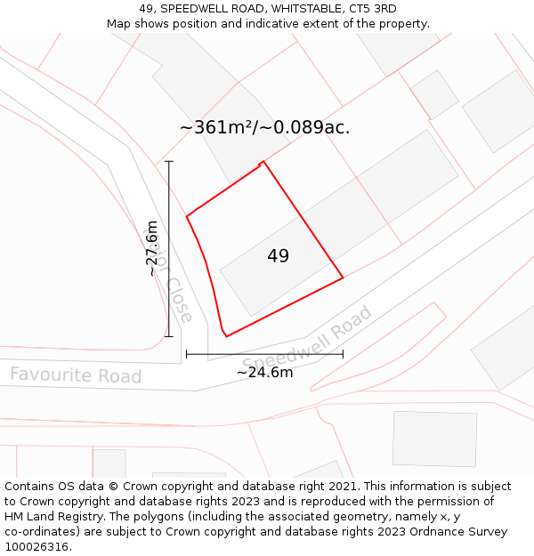49, SPEEDWELL ROAD, WHITSTABLE, CT5 3RD: Plot and title map