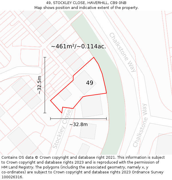 49, STOCKLEY CLOSE, HAVERHILL, CB9 0NB: Plot and title map