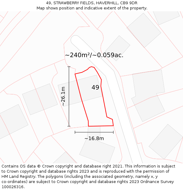 49, STRAWBERRY FIELDS, HAVERHILL, CB9 9DR: Plot and title map