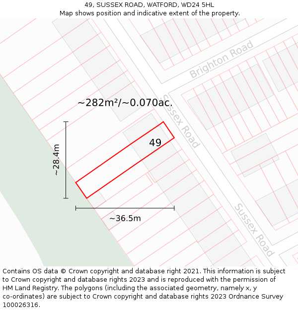 49, SUSSEX ROAD, WATFORD, WD24 5HL: Plot and title map