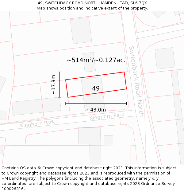49, SWITCHBACK ROAD NORTH, MAIDENHEAD, SL6 7QX: Plot and title map