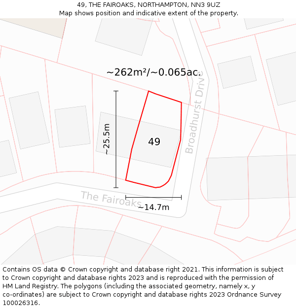 49, THE FAIROAKS, NORTHAMPTON, NN3 9UZ: Plot and title map