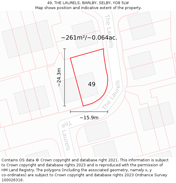 49, THE LAURELS, BARLBY, SELBY, YO8 5LW: Plot and title map
