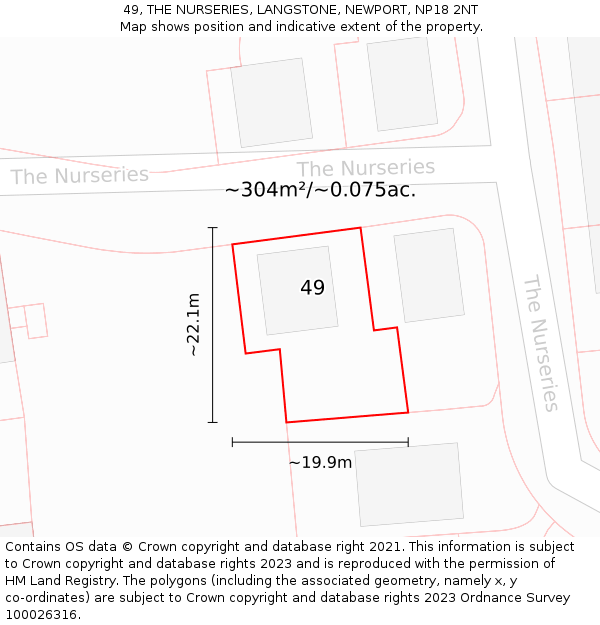49, THE NURSERIES, LANGSTONE, NEWPORT, NP18 2NT: Plot and title map