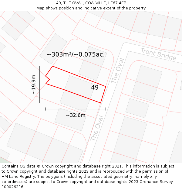 49, THE OVAL, COALVILLE, LE67 4EB: Plot and title map