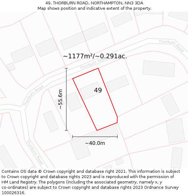 49, THORBURN ROAD, NORTHAMPTON, NN3 3DA: Plot and title map
