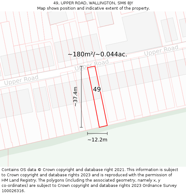 49, UPPER ROAD, WALLINGTON, SM6 8JY: Plot and title map