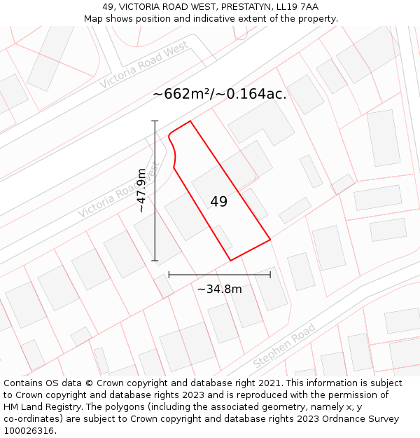 49, VICTORIA ROAD WEST, PRESTATYN, LL19 7AA: Plot and title map