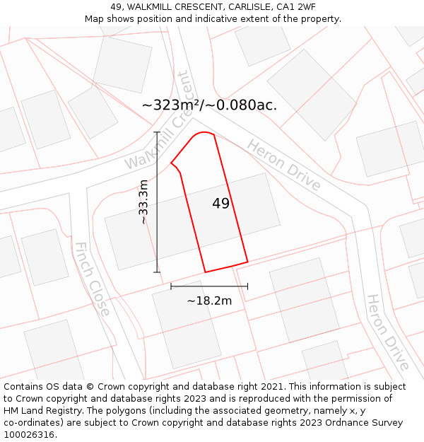 49, WALKMILL CRESCENT, CARLISLE, CA1 2WF: Plot and title map