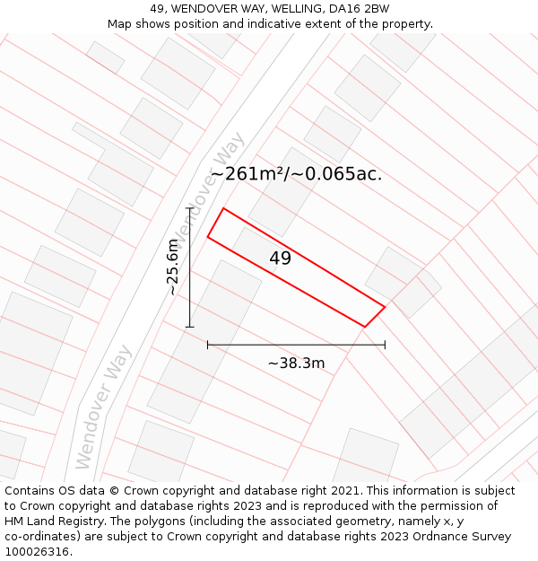 49, WENDOVER WAY, WELLING, DA16 2BW: Plot and title map