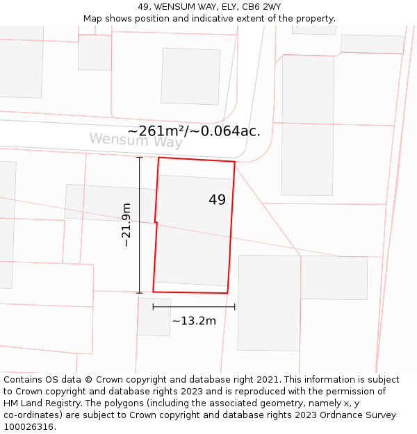 49, WENSUM WAY, ELY, CB6 2WY: Plot and title map