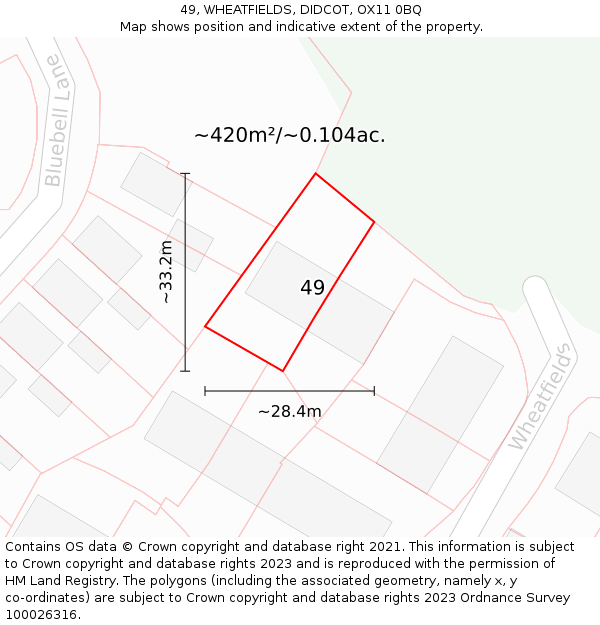 49, WHEATFIELDS, DIDCOT, OX11 0BQ: Plot and title map
