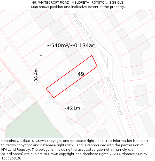 49, WHITECROFT ROAD, MELDRETH, ROYSTON, SG8 6LS: Plot and title map