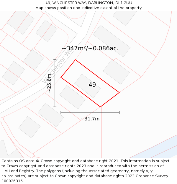 49, WINCHESTER WAY, DARLINGTON, DL1 2UU: Plot and title map