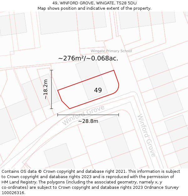 49, WINFORD GROVE, WINGATE, TS28 5DU: Plot and title map