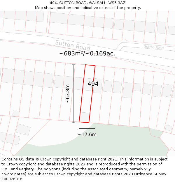 494, SUTTON ROAD, WALSALL, WS5 3AZ: Plot and title map