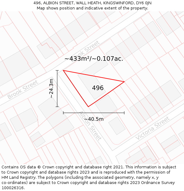 496, ALBION STREET, WALL HEATH, KINGSWINFORD, DY6 0JN: Plot and title map