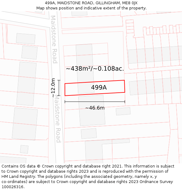 499A, MAIDSTONE ROAD, GILLINGHAM, ME8 0JX: Plot and title map