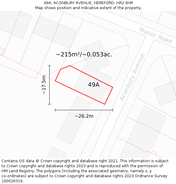 49A, ACONBURY AVENUE, HEREFORD, HR2 6HR: Plot and title map