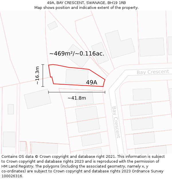 49A, BAY CRESCENT, SWANAGE, BH19 1RB: Plot and title map