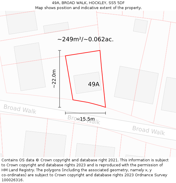 49A, BROAD WALK, HOCKLEY, SS5 5DF: Plot and title map