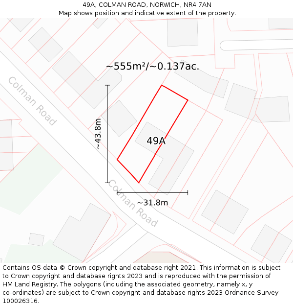 49A, COLMAN ROAD, NORWICH, NR4 7AN: Plot and title map