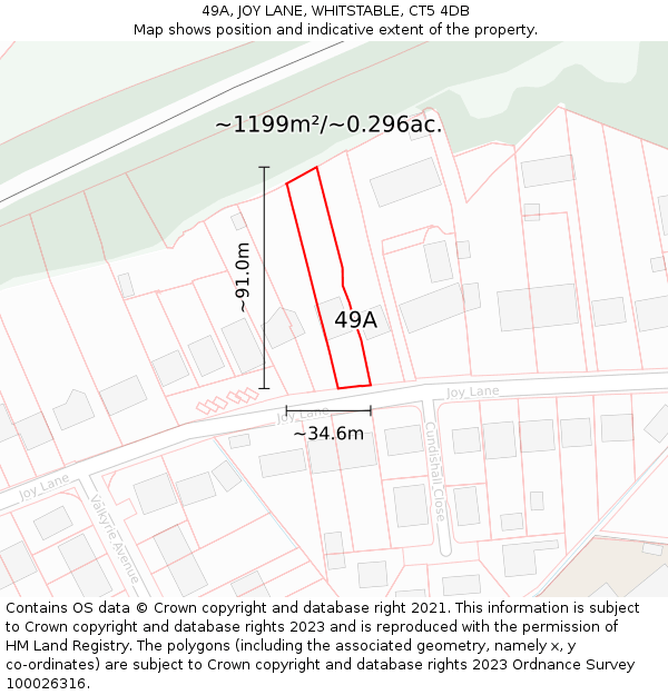 49A, JOY LANE, WHITSTABLE, CT5 4DB: Plot and title map