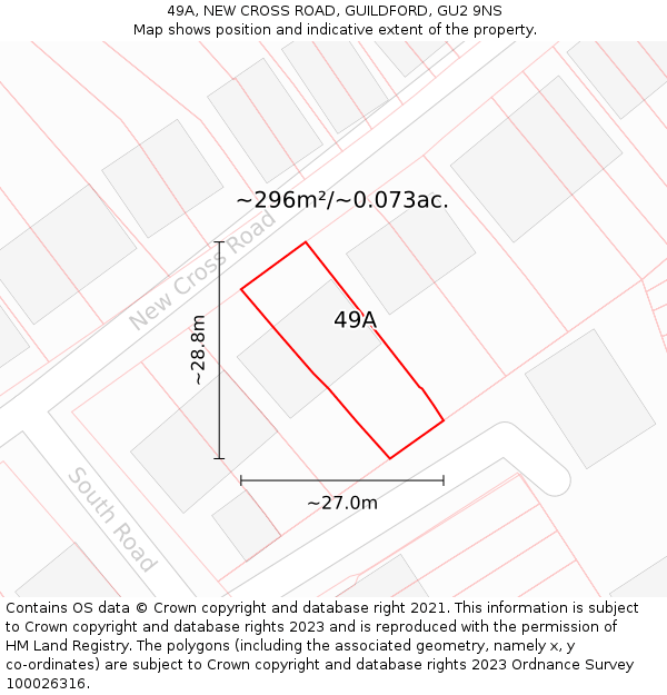 49A, NEW CROSS ROAD, GUILDFORD, GU2 9NS: Plot and title map