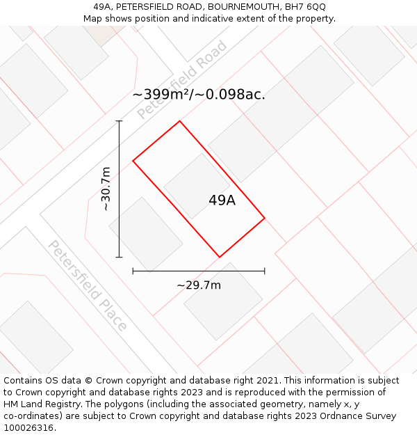 49A, PETERSFIELD ROAD, BOURNEMOUTH, BH7 6QQ: Plot and title map
