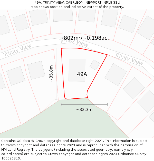 49A, TRINITY VIEW, CAERLEON, NEWPORT, NP18 3SU: Plot and title map