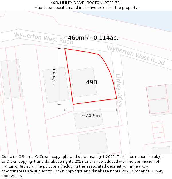 49B, LINLEY DRIVE, BOSTON, PE21 7EL: Plot and title map