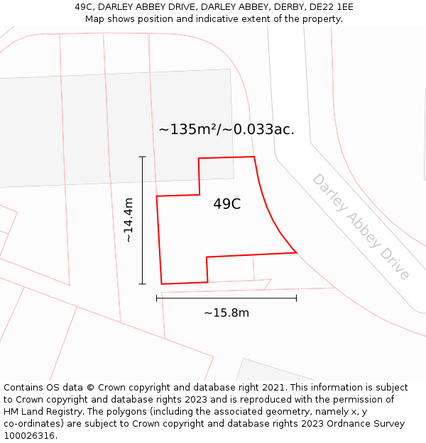 49C, DARLEY ABBEY DRIVE, DARLEY ABBEY, DERBY, DE22 1EE: Plot and title map