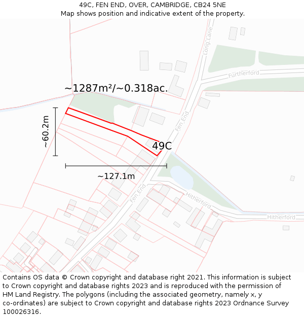 49C, FEN END, OVER, CAMBRIDGE, CB24 5NE: Plot and title map