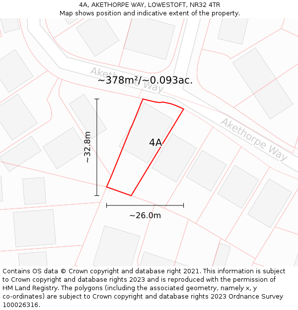 4A, AKETHORPE WAY, LOWESTOFT, NR32 4TR: Plot and title map